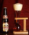 Kwak beer with its unusual glass and stand