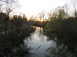 Sunset over Oyster Creek at the County Road 569 bridge