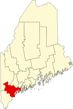 Map of Maine highlighting Cumberland County