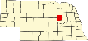 Map of Nebraska highlighting Boone County