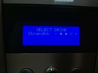 An option to select coffee strength on a machine