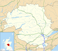 Map showing location of Moncreiffe Island, suggested location of the battle, within Perth and Kinross, Scotland