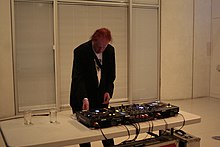 Richard H. Kirk performing as DJ at Music for Real Airports event in Sheffield (2010)