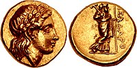 Coinage of Pixodaros, circa 341/0 to 336/5 BCE. Obv: Head of Apollo, wearing laurel wreath. Rev: Zeus Labraundos standing right; Legend ΠIΞOΔAPOY, "Pixodaros".