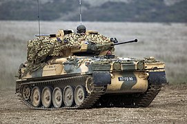 British FV107 Scimitar tracked reconnaissance vehicle in the Salisbury Plain Training Area
