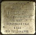 Stolperstein für Alma Friedlich (Weyerstraße 122)