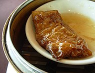 Tofu skin roll in dim sum cuisine