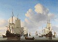 Dutch men-o'-war and other shipping in a calm