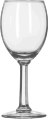 White wine glasses generally are taller and thinner than red wine glasses.