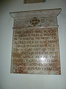 Memorial plaque to Alfred Hugh Harman