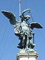 The bronze statue of Archangel Michael, standing on top of the Castel Sant'Angelo, Rome, modelled in 1753 by Peter Anton von Verschaffelt (1710–1793)