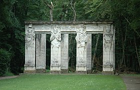 Caryatids, moved from the north façade to the park c. 1875