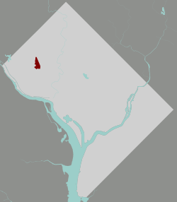 Map of Washington, D.C., with McLean Gardens highlighted in red