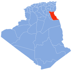 Map of Algeria highlighting El Oued