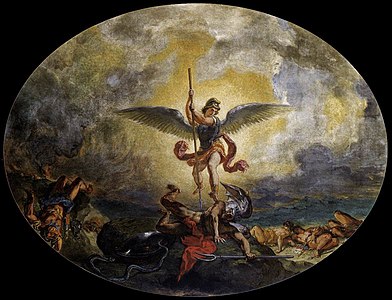 Saint Michael Defeats the Devil (1849-1861), in the Church of Saint-Sulpice, one of Delacroix's last major works.