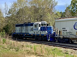 Georgia Woodlands Railroad diesel locomotive EMD GP7 #4433 in Washington, Georgia, in 2019