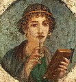Image 9Woman holding wax tablets in the form of the codex. Wall painting from Pompeii, before 79 CE. (from History of books)
