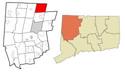 Colebrook's location within Litchfield County and Connecticut
