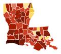 Image 46Map of parishes in Louisiana by racial plurality, per the 2020 U.S. census Legend Non-Hispanic White   40–50%   50–60%   60–70%   70–80%   80–90%   90%+ Black or African American   40–50%   50–60%   60–70%   70–80% (from Louisiana)