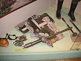 Debris of a downed Heinkel He 111 along with the barrel of an MG 15. Polish Army Museum, Warsaw (2006).