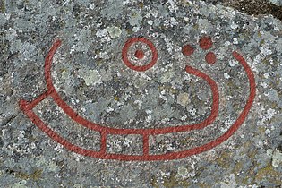Solar boat petroglyph, Madsebakke at Bornholm, Denmark.