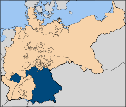 The Kingdom of Bavaria in 1914, as part of the German Empire