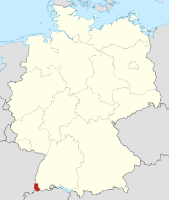 Lage des Markgräflerlands in Deutschland