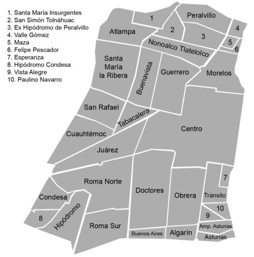 Neighborhood map of Cuauhtémoc