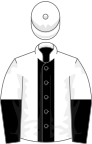 White, black stripe, halved sleeves, white cap