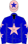 Blue, pink star and stars on sleeves, pink cap, blue star
