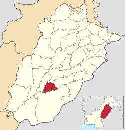 Karte von Pakistan, Position von Distrikt Lodhran hervorgehoben