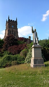 A statue of Richard Baxter in Kidderminster outside St Mary and All Saints' Church.