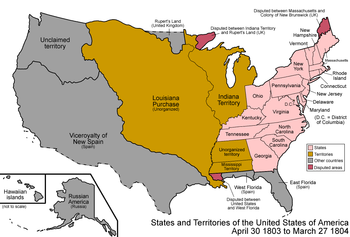 Die Vereinigten Staaten nach dem Louisiana Purchase 1803