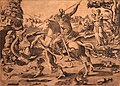 Saint George slaying the dragon by Enea Vico after Giulio Clovio (1522)