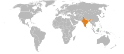 Map indicating locations of Brunei and India