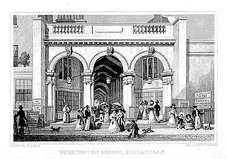 The Piccadilly entrance to the Burlington Arcade, 1819