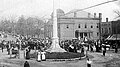 An old image of Downtown Lenoir during Commencement Day, dated April 4 of 1913. In the background, you can see the old domed Caldwell County Courthouse which was encapsulated into a larger building in 1929. In the middle of the image, you can see the Caldwell County Confederate monument, which was erected in June 3, 1910.