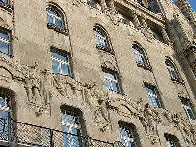 Relief on the façade of Gresham Palace in Budapest by Géza Maróti (1906)