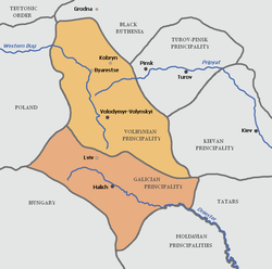 Principality of Volhynia (shown in orange)