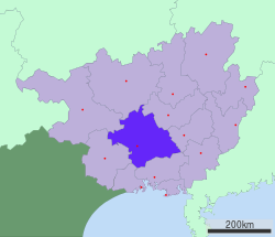 Location of Nanning City jurisdiction in Guangxi