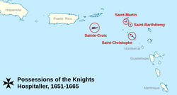 Map of the Order's territories in the Caribbean
