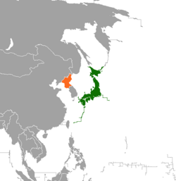 Map indicating locations of Japan and North Korea
