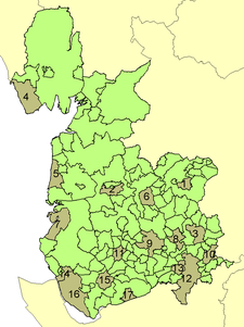 Lancashire in 1961 with districts shown and county boroughs marked