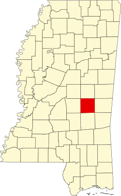 Karte von Newton County innerhalb von Mississippi