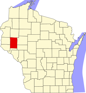 Map of Wisconsin highlighting Dunn County