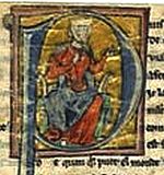 medieval illumination of sitting woman