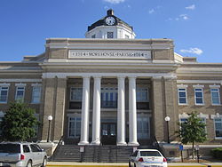The Morehouse Parish Courthouse (built 1914) is located in the center of downtown Bastrop.