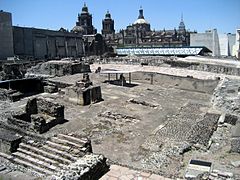 Aztec ruins of the Templo Mayor adjacent to the cathedral