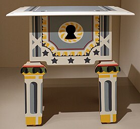 Louis XVI, lowboy; by Robert Venturi for Arc International; c.1985; laminated wood; unknown dimensions; Indianapolis Museum of Art, Indianapolis, USA[126]