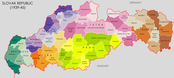 Color-coded map of the Slovak Republic